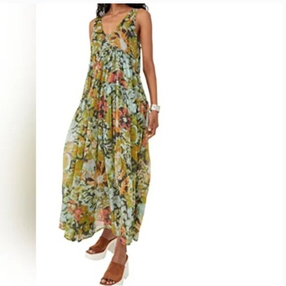 Free People Julianna Misty Maxi Open Back Dress Oversized size L - Picture 6 of 12